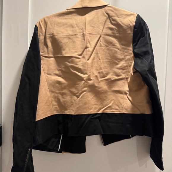 Banana Republic Black and Tan Color block Contrast Moto Jacket Blazer Like New - Picture 7 of 9